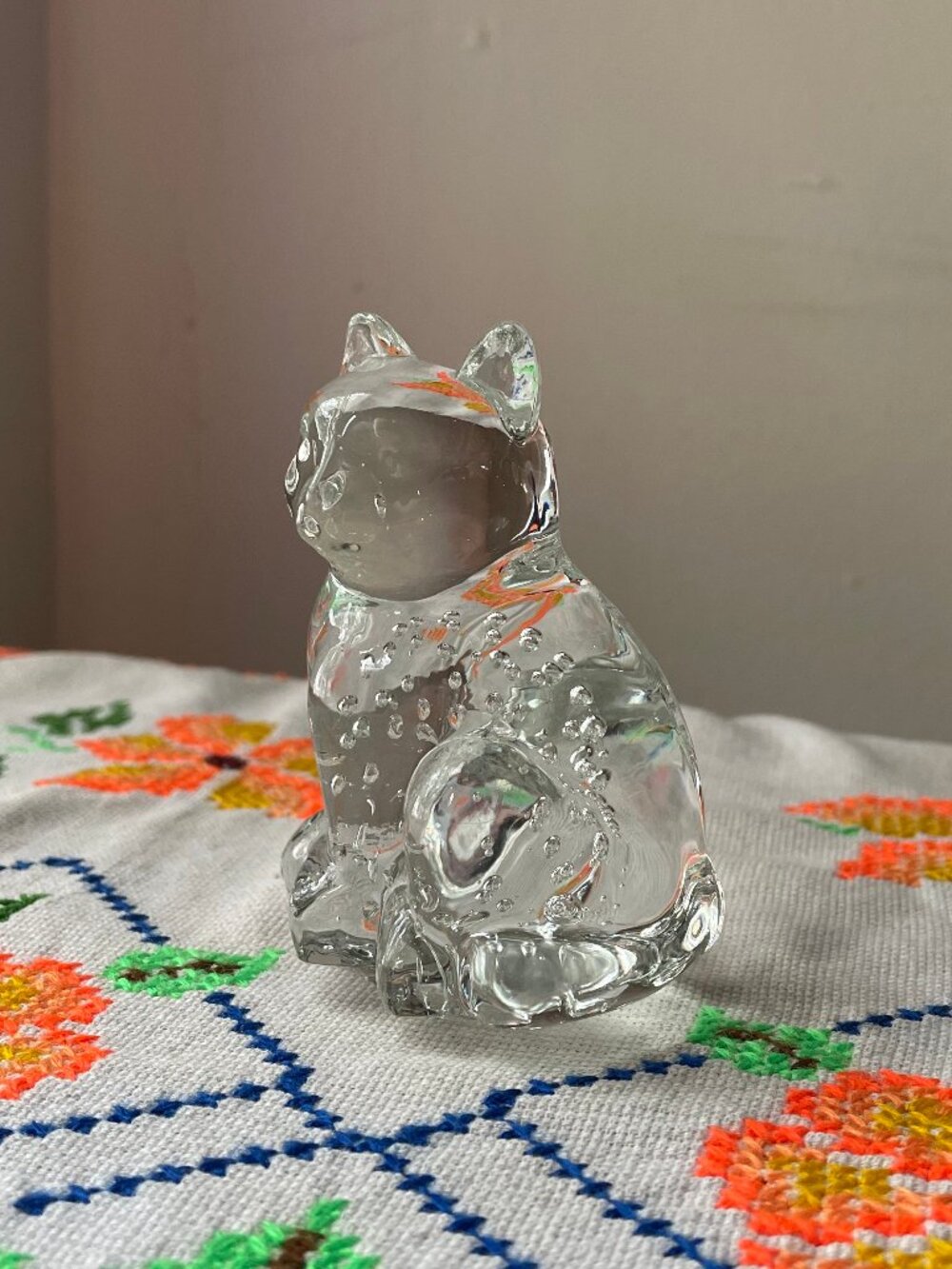 Glass Cat Figurine